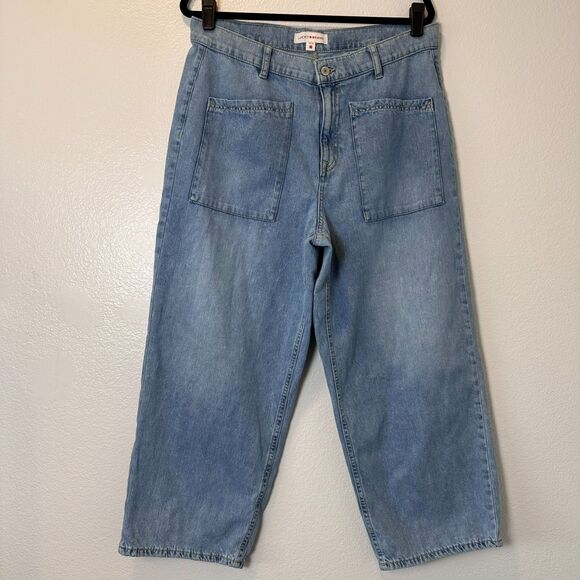 Lucky Brand Women's Size 14/32 High Rise Wide Leg Cropped Blue Denim‎ Jeans - Picture 3 of 16